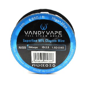 سیم‌وایر وندی ویپ سوپرفاین ام‌تی‌ال کلپتون وایر 10فوت 6.95 اهم | VANDY VAPE SUPERFFINE MTL CLAPTON WIRE NI80 10FT 6.95ohm